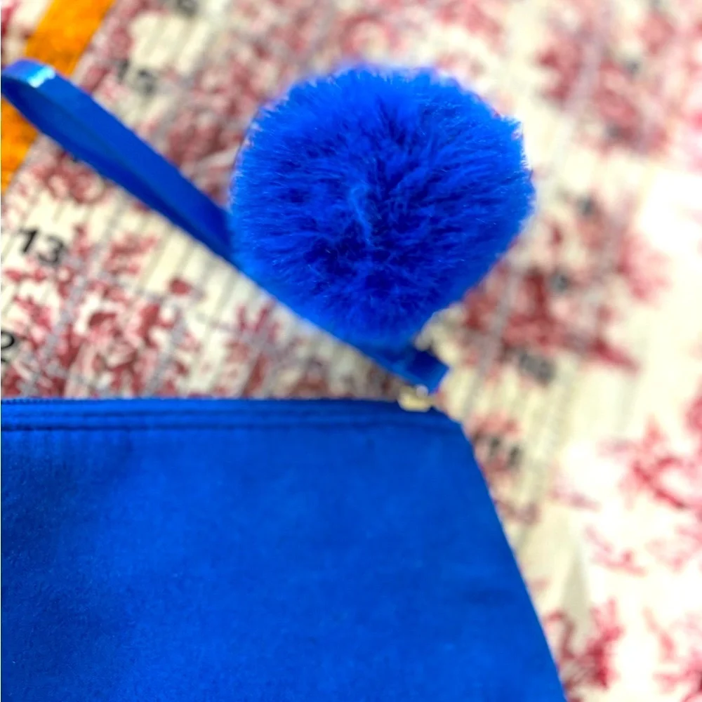 Lancome Cosmetic / Clutch Bag & Puffball keychain in 2026’s Primary Klein Blue!